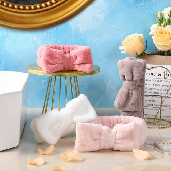 🆕Women White Brown Rose Pink Light Pink Microfiber Headbands for Face Washing - Picture 5 of 7